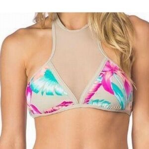 🚨4/$25 The Bikini Lab floral mesh swim bikini halter top